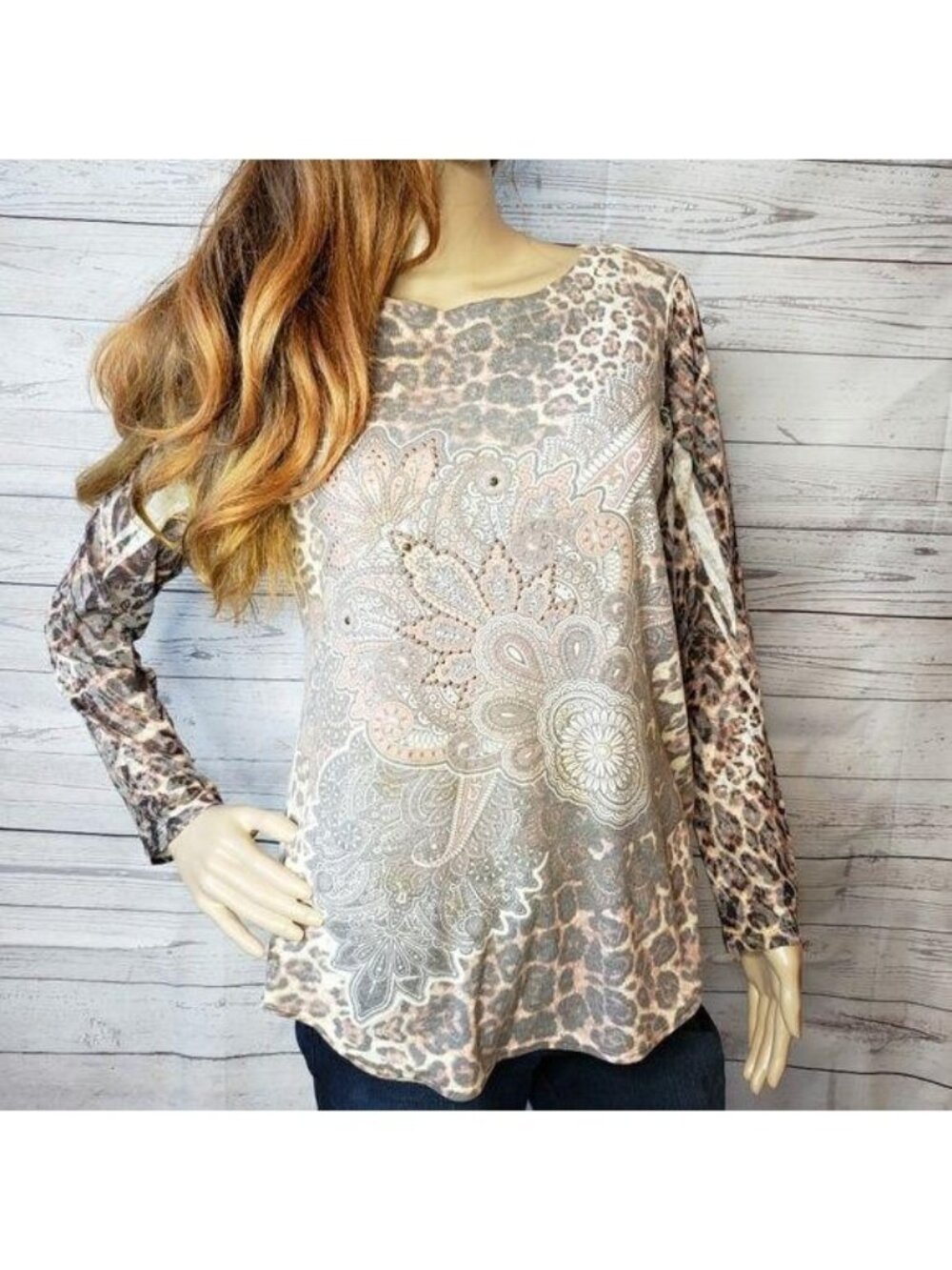 B.L.E.U long sleeve studded shirt size small